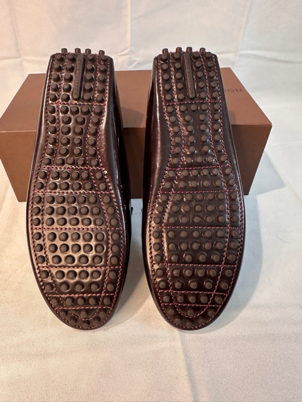 Louis Vuitton Patent Leather Driving Loafers Burgundy Flats Size 7.5 - Picture 7 of 7